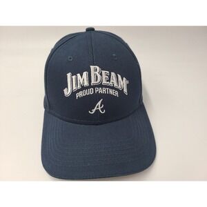 Atlanta Braves Jim Beam Bourbon Whiskey Proud Partner Snapback Hat Cap MLB Blue